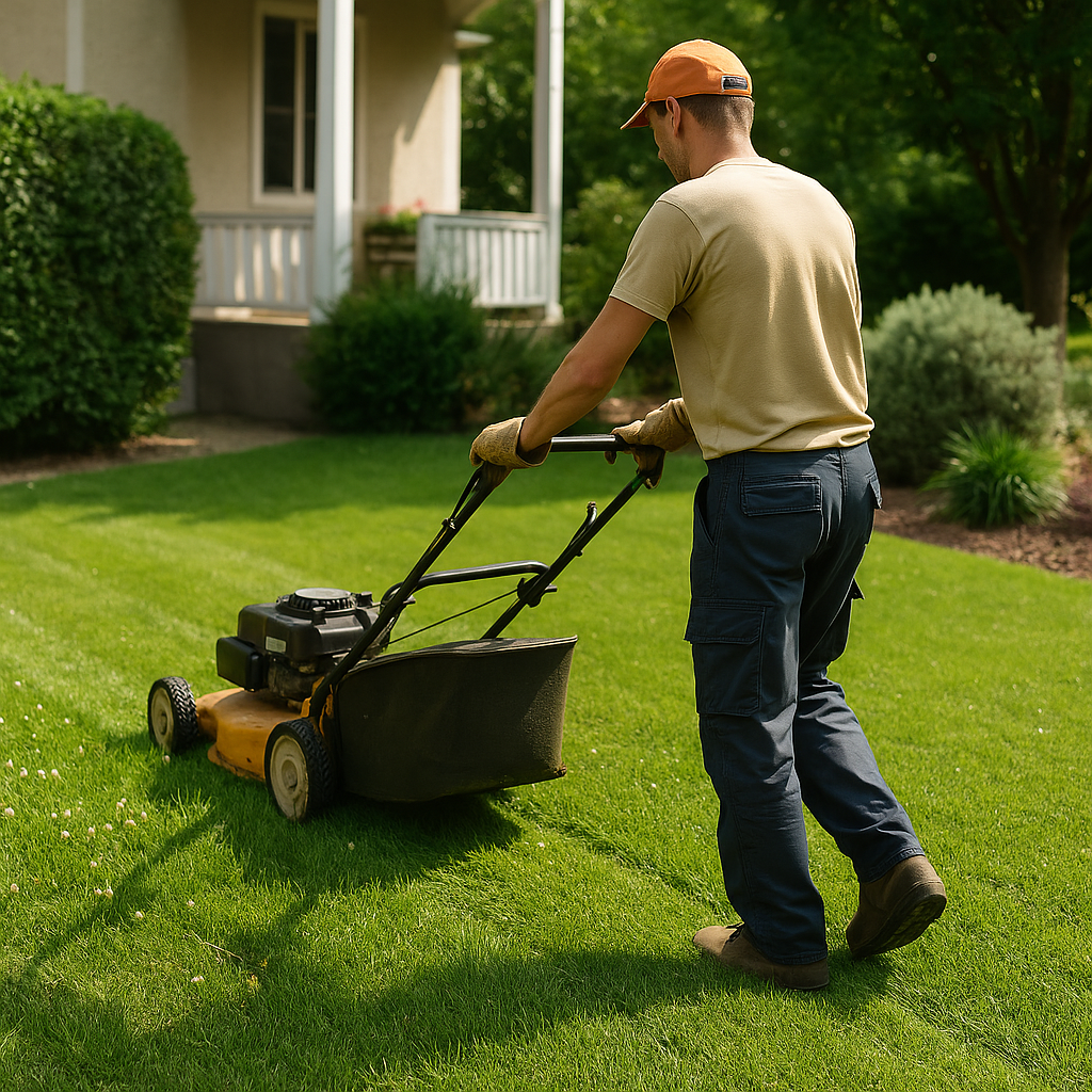 Yard maintenance mowing and edging